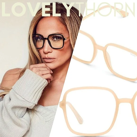 QUAY // ltd ed jlo collaboration nude xl square blue light glasses - Picture 6 of 16